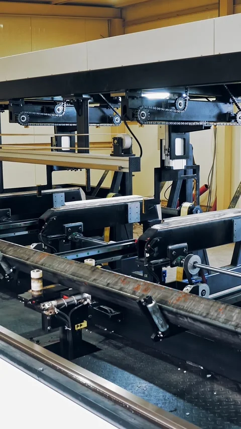 Laser cutting machine for metal pipes. square metal pipe is moving and rotating, Stock Footage 319293236