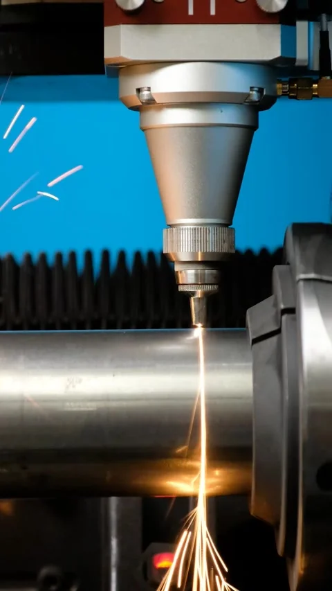 Laser Cutting Machine For Metal Pipes Vertical Video Video stock 334882836