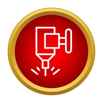 Laser cutting machine performing industrial fabrication process icon Stock Illustration