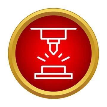 Laser cutting machine performing precision metalwork processing icon 스톡 일러스트