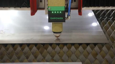 Laser cutting machine performing precision cutting Stock Photos