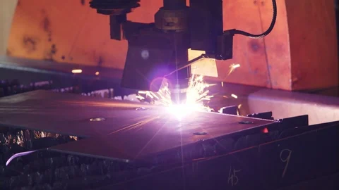 Laser cutting machine processing manufacture technology Stock Footage 120981187