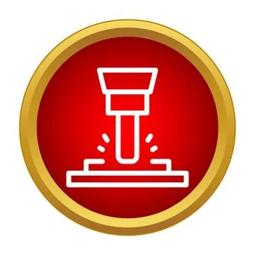 Laser cutting machine processing metal in manufacturing industry icon Stock Illustration