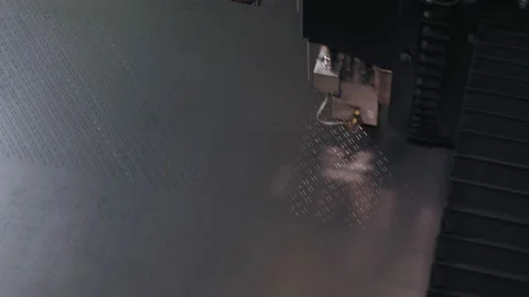 Laser cutting machine for sheet metal. close-up. top view. modern machine with Stock-Footage 146117196