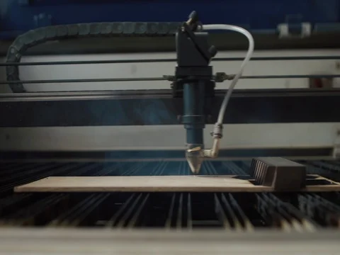Laser cutting machine for wood Stock-Footage 73504136