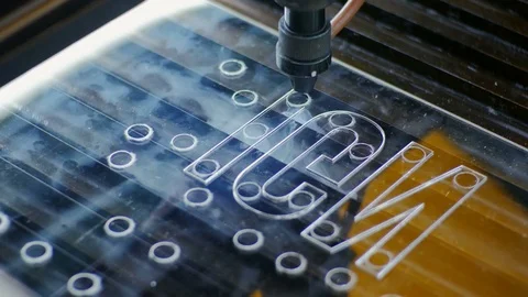 Laser Cutting Machine At Work. Acrylic Plastic Cutting Stock Footage 73222195