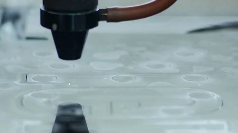 Laser Cutting Machine At Work. Acrylic Plastic Cutting Stock Footage 73224768