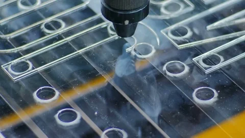 Laser Cutting Machine At Work. Acrylic Plastic Cutting Stock Footage 73225092