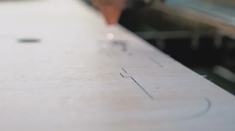 Laser cutting machine at work, close up, rack focus Stock Footage 62788706