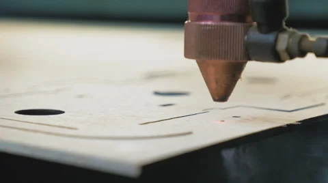 Laser cutting machine at work, close up Stock Footage 62788776
