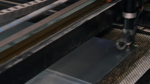 Laser Cutting Machine At Work. Close-up Stock Footage 119536284