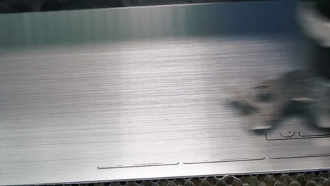 Laser Cutting Machine At Work. Close-up Stock Footage 119536464