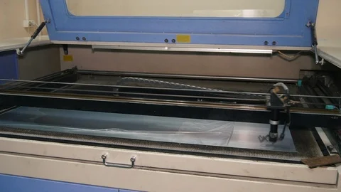 Laser Cutting Machine At Work. Close-up Stock Footage 119536535