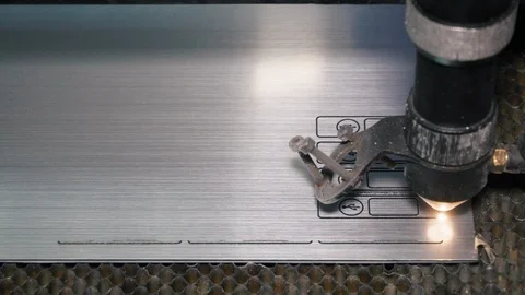Laser Cutting Machine At Work. Close-up Stock Footage 119537022