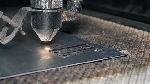 Laser Cutting Machine At Work. Close-up Stock Footage 119537649
