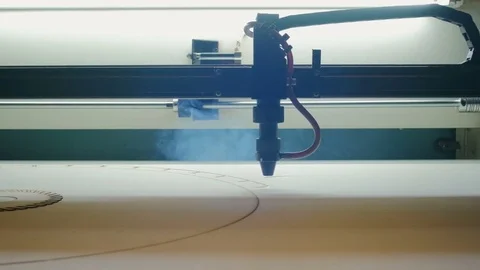 Laser Cutting Machine At Work. Cutting of Plywood Video stock 73218428