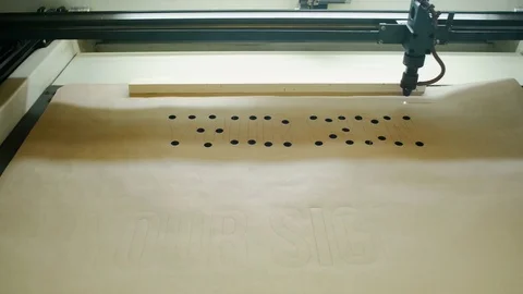 Laser Cutting Machine At Work. Kraft Paper Cutting Stock Footage 73223515
