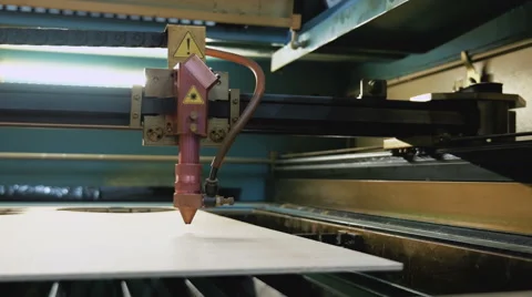 Laser cutting machine at work, pan Stock Footage 62788411