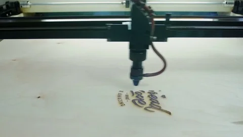 Laser Cutting Machine At Work. Plywood Cutting Stock Footage 73214013