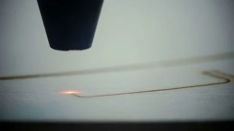 Laser Cutting Machine At Work. Plywood Cutting. Close-up Stock Footage 73215257