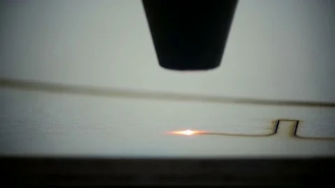 Laser Cutting Machine At Work. Plywood Cutting. Close-up Stock Footage 73215701