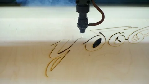 Laser Cutting Machine At Work. Plywood Cutting Video stock 73217752