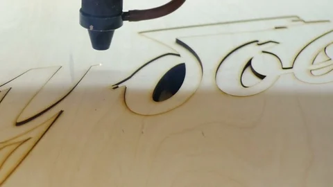 Laser Cutting Machine At Work. Plywood Cutting. Close-up Stock Footage 73218909