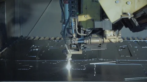Laser cutting of metal. CNC. Stock Footage 74774116