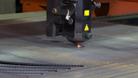 Laser cutting of metal on the CNC machine Stock Footage 99367242