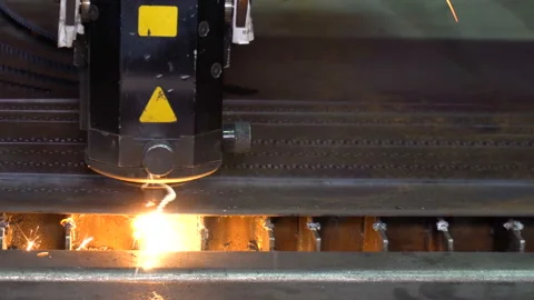 Laser cutting of metal on the CNC machine Stock-Footage 99369468