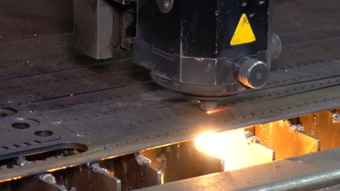 Laser cutting of metal on the CNC machine Stock Footage 99370112