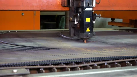 Laser cutting of metal on the CNC machine Stock Footage 99372511