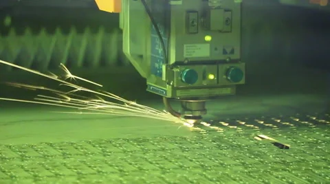 Laser cutting of metal Stock Footage 68755280