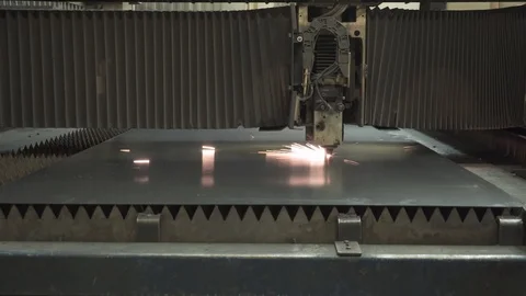 Laser cutting of metal Stock Footage 87327321