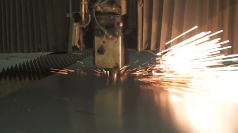 Laser cutting of metal Stock Footage 87327393