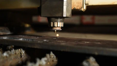 Laser cutting metal Stock-Footage 124262666