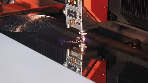 Laser cutting of metal Stockbeeldmateriaal 145705656