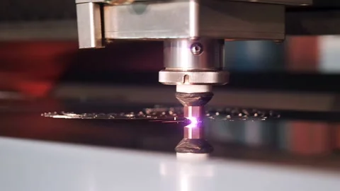 Laser cutting of metal Stock Footage 145705715