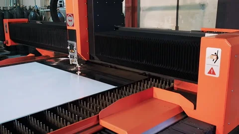 Laser cutting of metal Stockbeeldmateriaal 145705773
