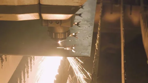 Laser cutting of metal Stock Footage 150144632
