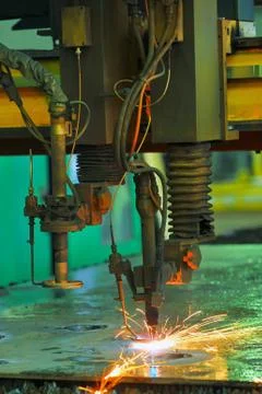 Laser cutting metal sheet Foto stock