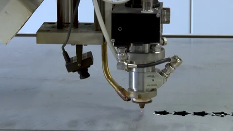 Laser cutting or plasma cutting of metals on automatic laser machine. Close-up. Stock Footage 123905069
