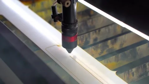 Laser cutting pattern in plastic mold. Laser cut pattern in plastic. Stock Footage 292222295