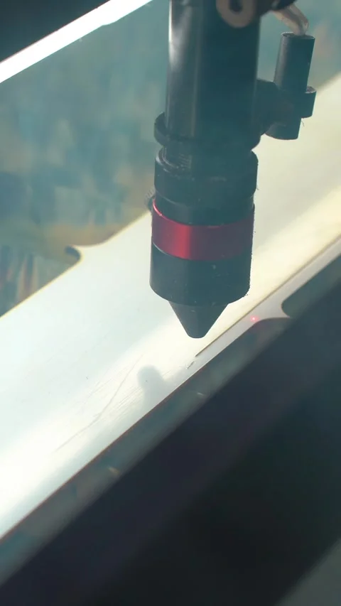 Laser cutting pattern in plastic mold. Vertical video. Stock Footage 292876336