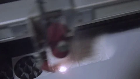 Laser cutting in printing. High precision CNC laser cutting metal sheet Stockbeeldmateriaal 83297478