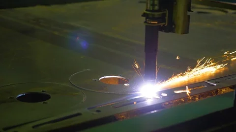 Laser cutting processing manufacture technology of flat sheet metal steel Stock Footage 86573901