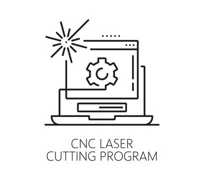 Laser cutting program manufacture line icon Stock Illustration