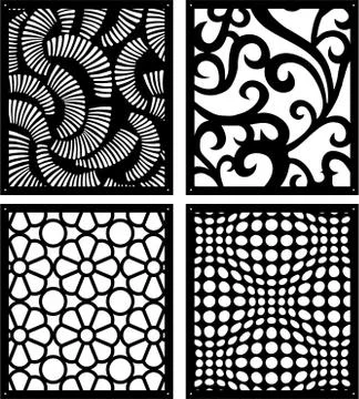 Laser cutting set. Woodcut vector panels. Plywood lasercut floral design. Stock Illustration