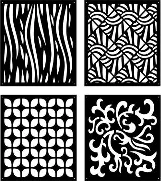 Laser cutting set. Woodcut vector trellis panels. Stock Illustration
