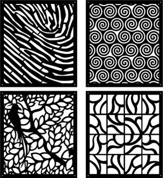 Laser cutting set. Woodcut vector trellis panels. Stock Illustration